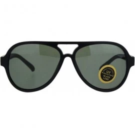 Aviator Tempered Glass Lens Plastic Racer Pilots Sunglasses - Matte Black - C518KHK3WHN $20.64