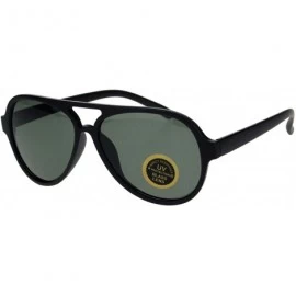 Aviator Tempered Glass Lens Plastic Racer Pilots Sunglasses - Matte Black - C518KHK3WHN $20.64