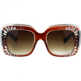 Square Womens Designer Style Sunglasses Oversized Square Thick Frame UV 400 - Brown - CH18KEDUZSH $12.24