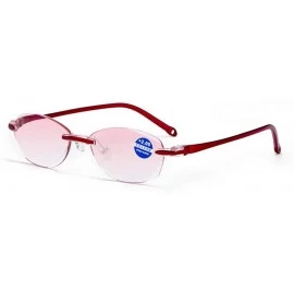 Rimless TR90 Rimless Blue Light Blocking Reading Glasses Womens Lady Red Purple Eyewear - Red - CD18D0SX8IW $28.04