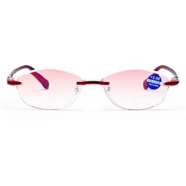Rimless TR90 Rimless Blue Light Blocking Reading Glasses Womens Lady Red Purple Eyewear - Red - CD18D0SX8IW $15.30