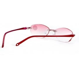 Rimless TR90 Rimless Blue Light Blocking Reading Glasses Womens Lady Red Purple Eyewear - Red - CD18D0SX8IW $15.30
