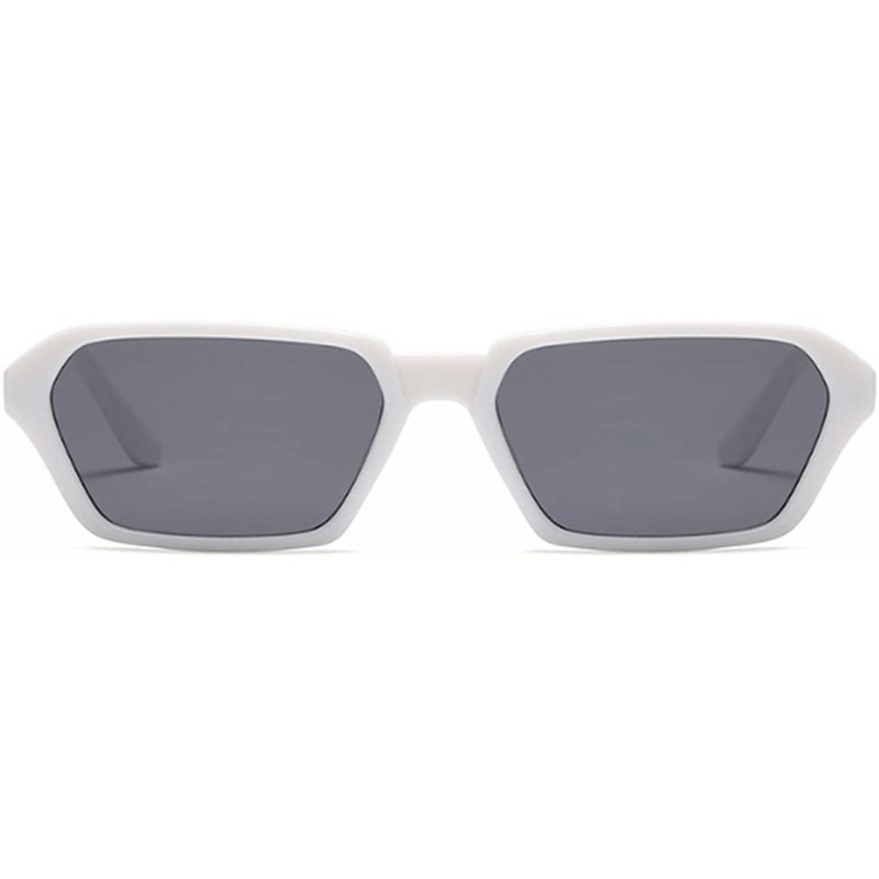 Square Vintage Rectangle Sunglasses Small Frame Women Square Fashion Eyewear - White Gray - CQ18DULOORZ $12.66