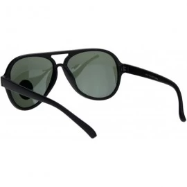 Aviator Tempered Glass Lens Plastic Racer Pilots Sunglasses - Matte Black - C518KHK3WHN $20.64