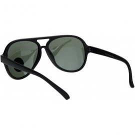 Aviator Tempered Glass Lens Plastic Racer Pilots Sunglasses - Matte Black - C518KHK3WHN $9.65