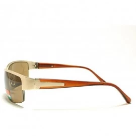 Rectangular Men's Half Rim Narrow Rectangular Sunglasses - Gold Brown - CL1102PZZ8R $14.06