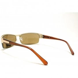 Rectangular Men's Half Rim Narrow Rectangular Sunglasses - Gold Brown - CL1102PZZ8R $14.06