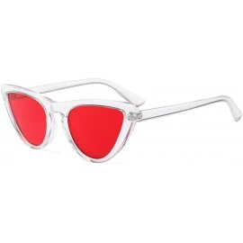 Oversized Cat Fashion Women Sunglasses Super Star Brand Designer Triangle Retro Vintage - White Red - CT188GWHW35 $12.99