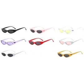 Oval Retro Slim Vintage Wide Oval Cat Eye Pointy Small Thin Clout Sunglasses - 8mix - C718RHA0ILM $30.22