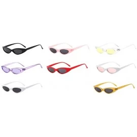 Oval Retro Slim Vintage Wide Oval Cat Eye Pointy Small Thin Clout Sunglasses - 8mix - C718RHA0ILM $19.34