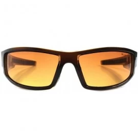 Sport Day Night Driving Riding High Definition HD Lens Sport Wrap Sunglasses - Brown - CO19703TGOA $11.26