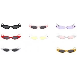 Oval Retro Slim Vintage Wide Oval Cat Eye Pointy Small Thin Clout Sunglasses - 8mix - C718RHA0ILM $19.34