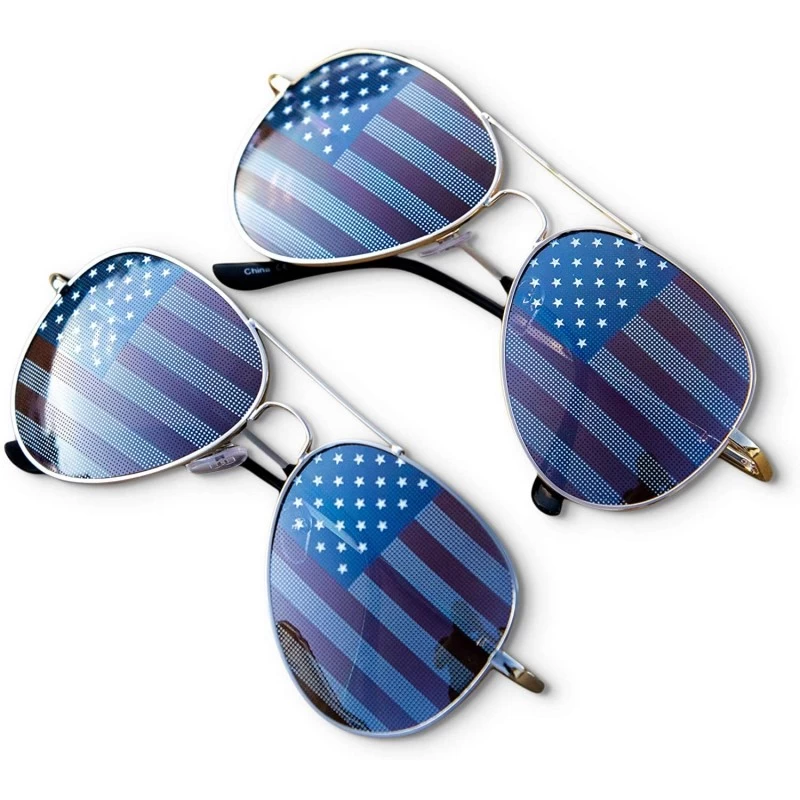 Wayfarer American Flag Mirror Novelty Decorative Sunglasses - 2-silver-black Gift Box - CJ11O2QD3HH $10.41