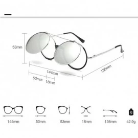 Oversized Retro Flip Up Round Steampunk Sunglasses Circle Lens Metal Frame - C5 - CW18CID97Z0 $39.11