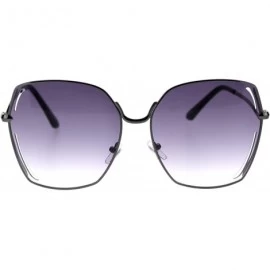 Oversized Womens Chic Diva Retro Rectangular Butterfly Designer Sunglasses - Gunmetal Smoke - CW18T445RAX $17.71