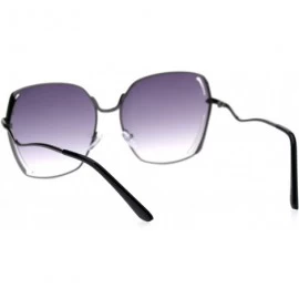 Oversized Womens Chic Diva Retro Rectangular Butterfly Designer Sunglasses - Gunmetal Smoke - CW18T445RAX $17.71