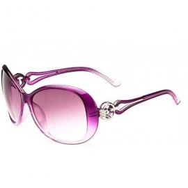 Oval UV400 Sunglasses for Women Vintage Big Frame Sun Glasses Ladies Shades - Light Purple - CH196LUMZUM $14.68