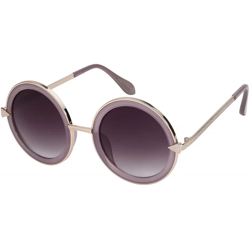 Oversized Oversized Round Circle Metal Sunglasses with Gradient Lens 25102-AP - Clear Purple - CE188HKDZCL $7.44