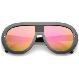 Aviator Oversize Chunky Teardrop Shape Mirrored Flat Lens Aviator Sunglasses 58mm - Grey-black / Magenta-yellow Mirror - CB17...