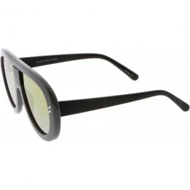 Aviator Oversize Chunky Teardrop Shape Mirrored Flat Lens Aviator Sunglasses 58mm - Grey-black / Magenta-yellow Mirror - CB17...