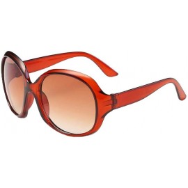 Oval Vintage Round Sunglasses for Women Girl Classic Retro Designer Style Sun Protection Glass - Brown - C718S7ZO6UM $8.78