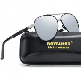 Aviator Mens Aviator Sunglasses Polarized Alloy PC Frame Shades for Driving Fishing Golf UV400 Protection - Silver White - CV...