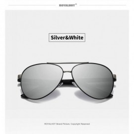 Aviator Mens Aviator Sunglasses Polarized Alloy PC Frame Shades for Driving Fishing Golf UV400 Protection - Silver White - CV...