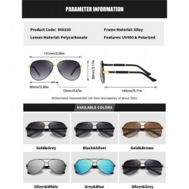 Aviator Mens Aviator Sunglasses Polarized Alloy PC Frame Shades for Driving Fishing Golf UV400 Protection - Silver White - CV...