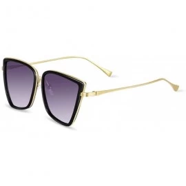 Oversized 2019 New Er Cateye Sunglasses Women Vintage Metal Glasses Mirror Retro Lunette De Soleil Femme UV400 - C4 - C4199CL...