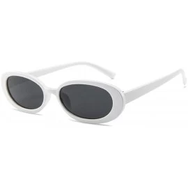 Oval Women Fashion Unique Sun Glasses Oval Shape Frame Sunglasses Sunglasses - White Gray - CU18QRCN393 $12.50