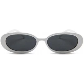 Oval Women Fashion Unique Sun Glasses Oval Shape Frame Sunglasses Sunglasses - White Gray - CU18QRCN393 $12.50