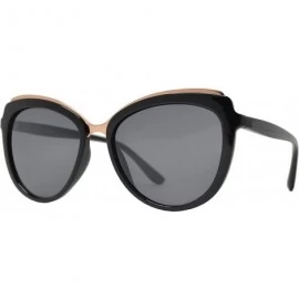 Sport Fashion Eyelink - Round Oval Cateye Sunglasses for Women - UV Protection - Black + Grey Smoke Lens - C519DC8LIW0 $24.98