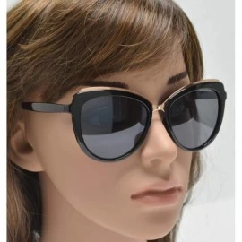 Sport Fashion Eyelink - Round Oval Cateye Sunglasses for Women - UV Protection - Black + Grey Smoke Lens - C519DC8LIW0 $16.88