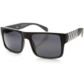 Square Retro Fashion Watch Link Temple Flat Top Square Sunglasses - Black-silver Smoke - CN11W0DAZAZ $8.76