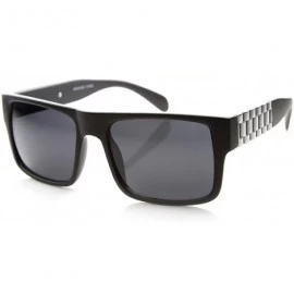 Square Retro Fashion Watch Link Temple Flat Top Square Sunglasses - Black-silver Smoke - CN11W0DAZAZ $20.17