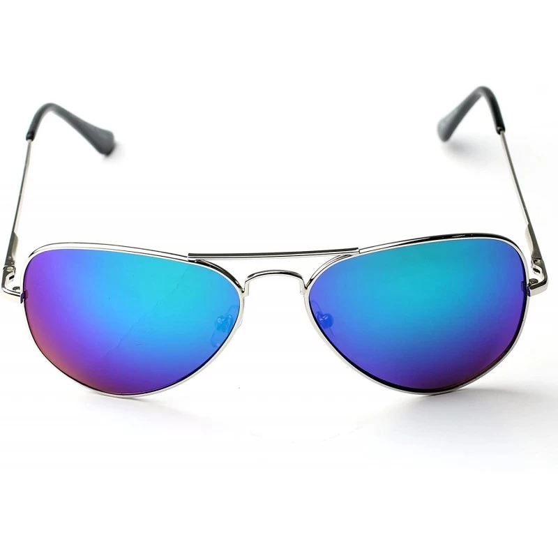 Aviator Men's Polarized Aviator Style Sunglasses - Mirrored Green - CH11YJTFOHJ $19.42