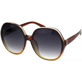 Oversized Womens Large Mod Round Plastic Celeb Sunglasses - Brown Orange Smoke - CJ18ROUEIML $19.47