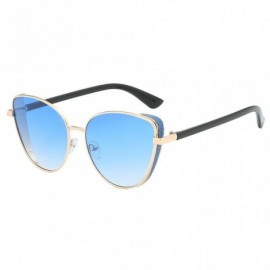 Oval Sunglasses Oversize Vacation Professional - Blue - CE18SX0U7NH $9.28
