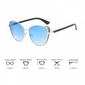 Oval Sunglasses Oversize Vacation Professional - Blue - CE18SX0U7NH $9.28