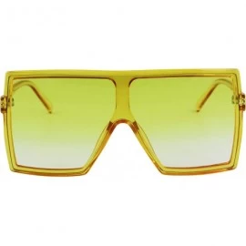 Square Large Sunglasses for Women Oversized Men Flat Top Fashion Trendy Mono Lens Shades - Yellow - CT19CZ4EK4X $13.93