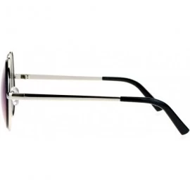 Round Beveled Thick Circle Lens Round Color Mirror Mirrored Lens Sunglasses - Silver Green - CM121PFRCLF $8.62