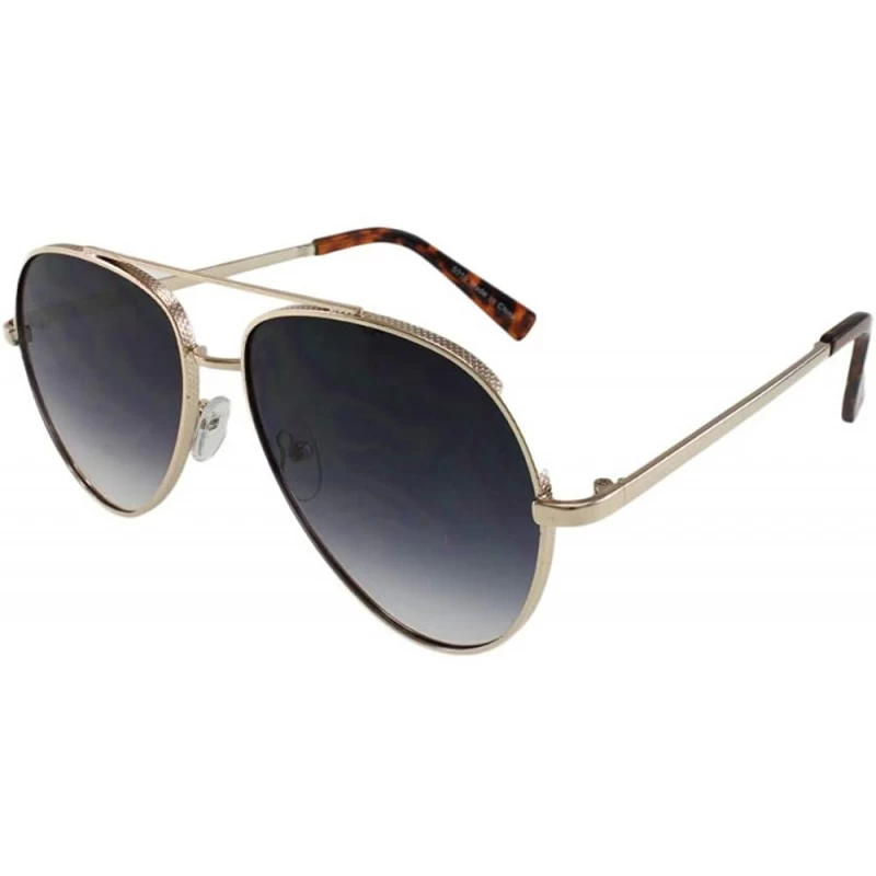 Aviator Jaxon - Textured Metal Frame Aviator Sunglasses - Gold / Smoke - C4196RNRA3C $9.63