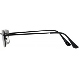 Rimless Mens Rimless Rectangular Minimal Metal Rim Fashion Sunglasses - Black Silver Mirror - CJ18GZX6T8G $11.33