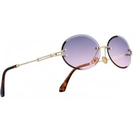 Round Stratos - Retro Oval Rimless Tinted Sunglasses - Gold X Pink Smoke Tint - CS18W2EHGNK $50.82
