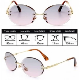 Round Stratos - Retro Oval Rimless Tinted Sunglasses - Gold X Pink Smoke Tint - CS18W2EHGNK $33.65