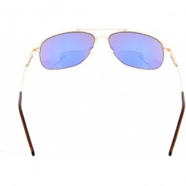 Wayfarer Memory Bifocal Sunglasses Flexible SUNSHINE READERS For Men And Women - Gold-mirror - CR18N6KDAYD $16.07