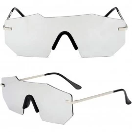 Round Polarized Sunglasses for Men and Women- One-Piece Mirrored Lens UV400 - Silver - CP193A4XODR $23.06