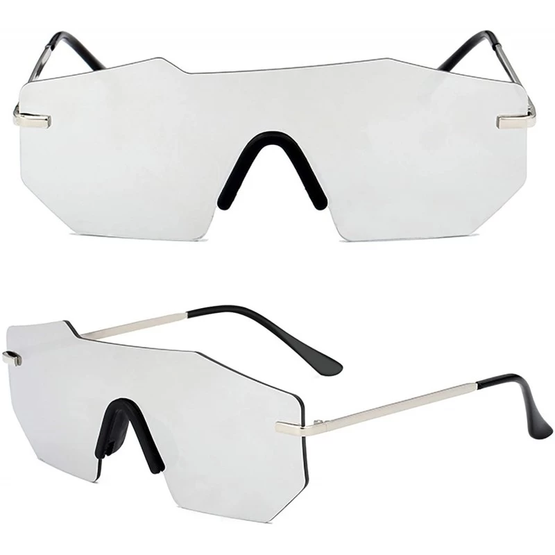 Round Polarized Sunglasses for Men and Women- One-Piece Mirrored Lens UV400 - Silver - CP193A4XODR $10.42