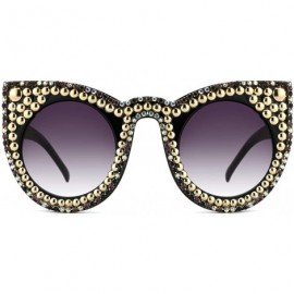 Oversized Oversized Sunglasses for Women Handmade Jeweled Cateye Rectangle Sunglasses - 03-color Diamond - CM1838ZDN9Q $52.37
