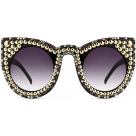 Oversized Oversized Sunglasses for Women Handmade Jeweled Cateye Rectangle Sunglasses - 03-color Diamond - CM1838ZDN9Q $18.06